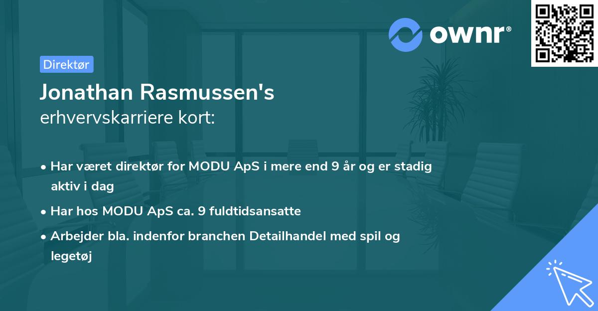 Jonathan Rasmussen's erhvervskarriere kort
