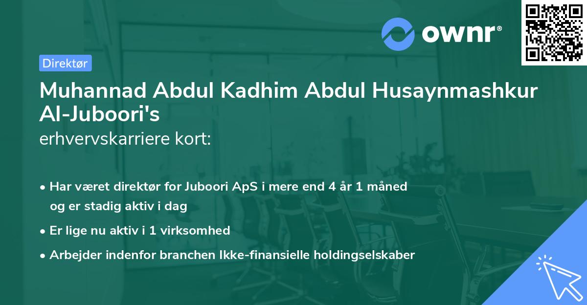 Muhannad Abdul Kadhim Abdul Husaynmashkur Al-Juboori's erhvervskarriere kort