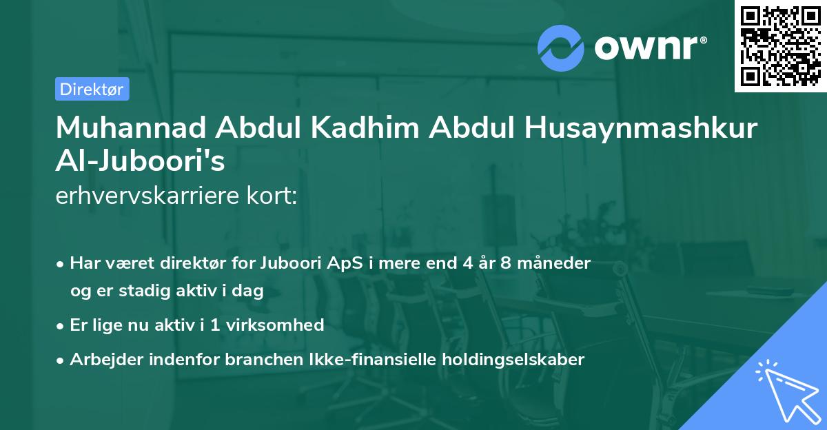 Muhannad Abdul Kadhim Abdul Husaynmashkur Al-Juboori's erhvervskarriere kort