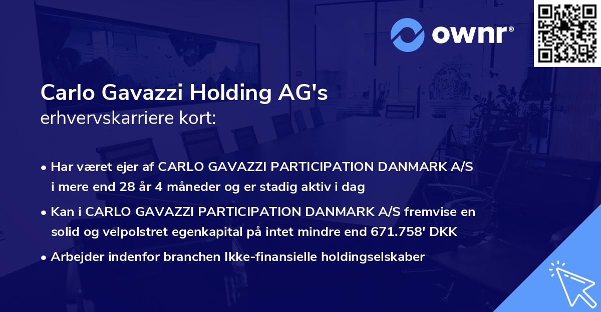 Carlo Gavazzi Holding AG's erhvervskarriere kort