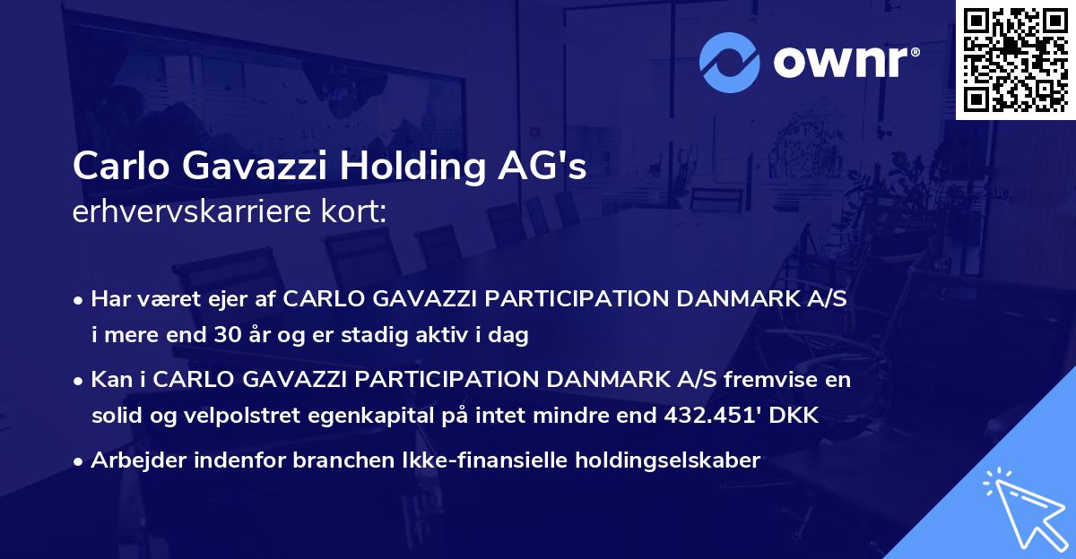 Carlo Gavazzi Holding AG's erhvervskarriere kort