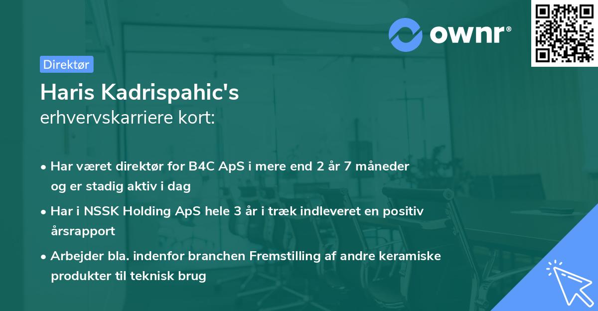 Haris Kadrispahic's erhvervskarriere kort