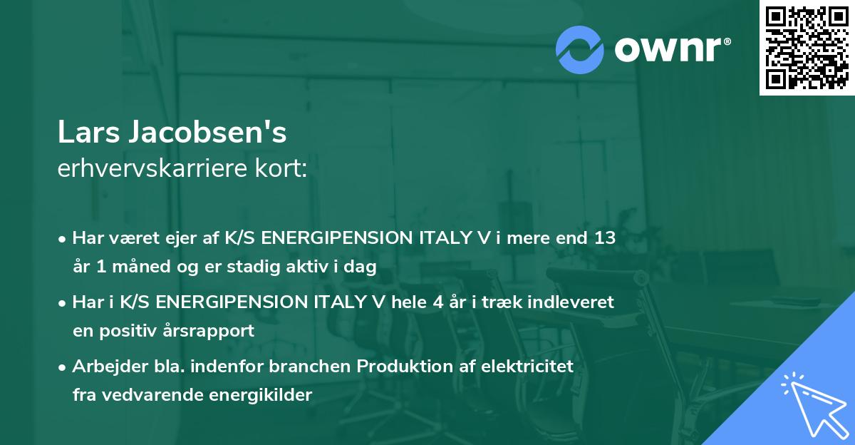 Lars Jacobsen's erhvervskarriere kort