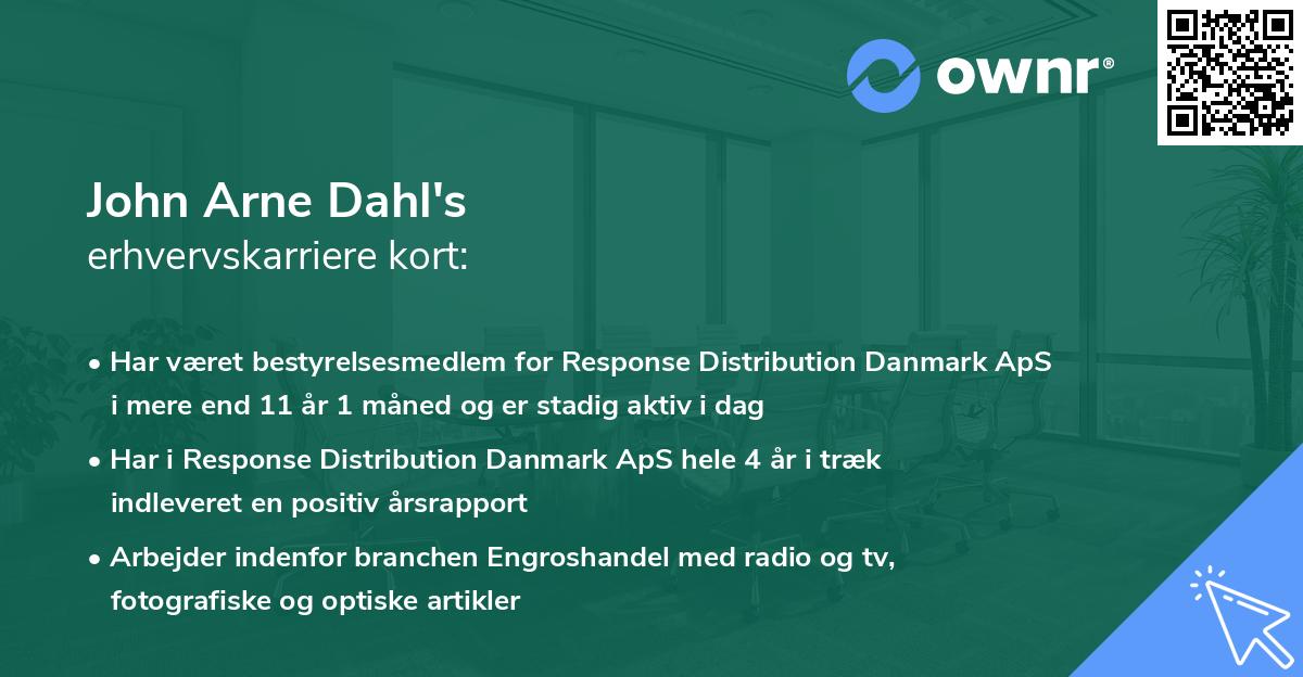 John Arne Dahl's erhvervskarriere kort