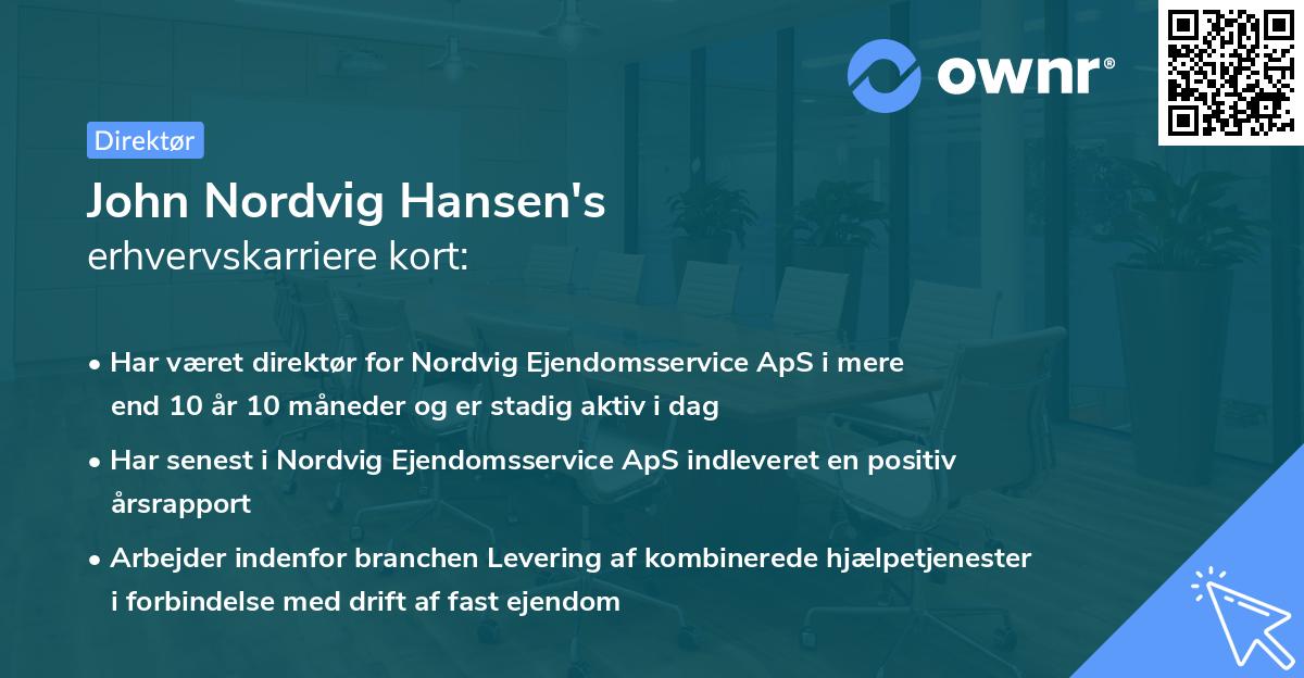 John Nordvig Hansen's erhvervskarriere kort