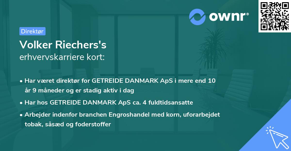 Volker Riechers's erhvervskarriere kort