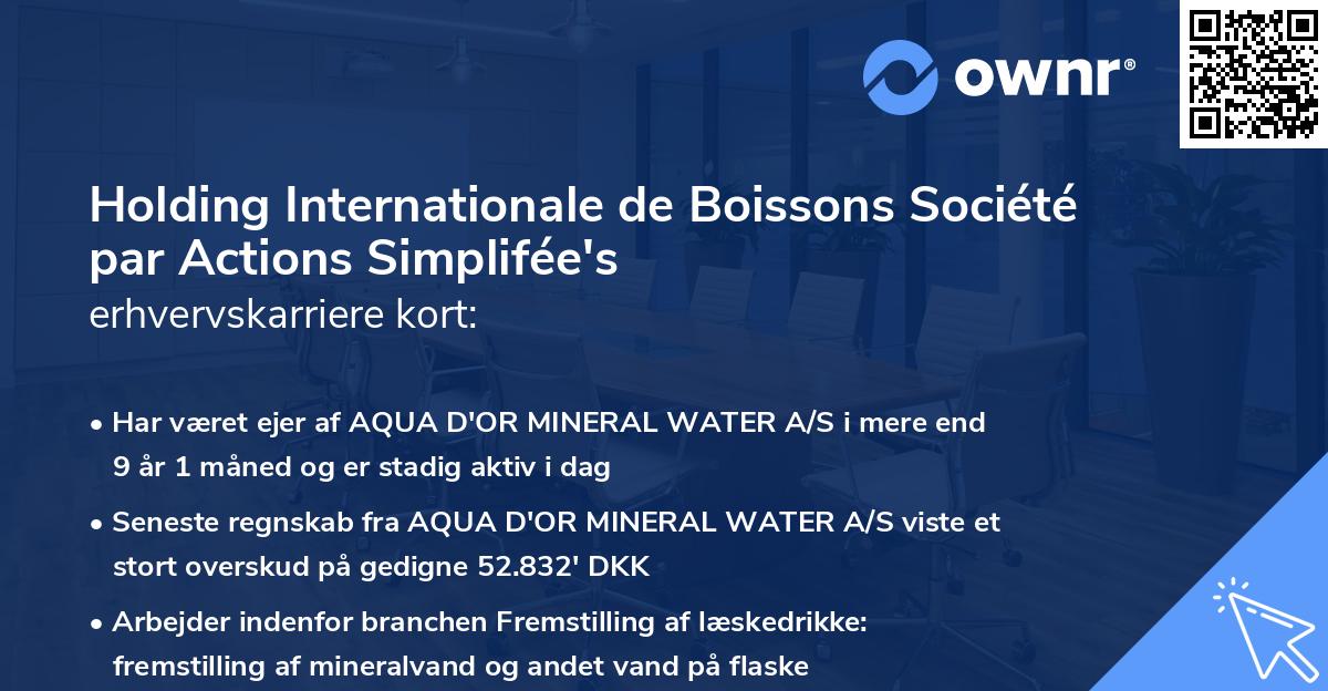 Holding Internationale de Boissons Société par Actions Simplifée's erhvervskarriere kort