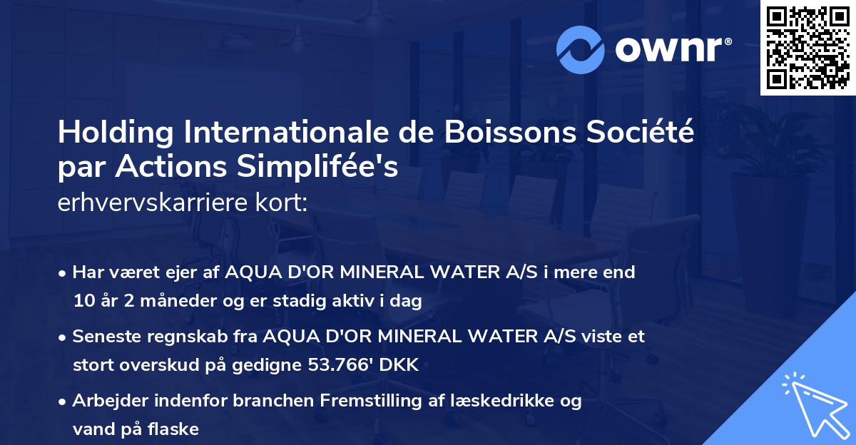 Holding Internationale de Boissons Société par Actions Simplifée's erhvervskarriere kort