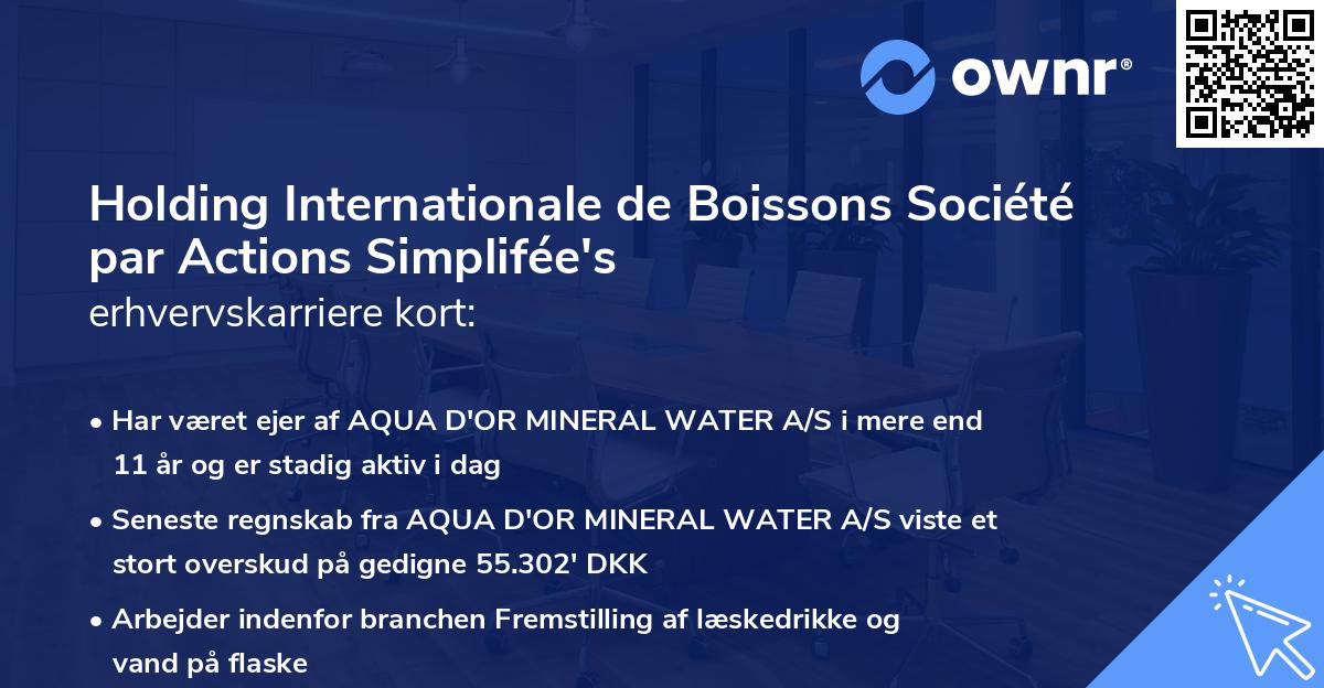 Holding Internationale de Boissons Société par Actions Simplifée's erhvervskarriere kort