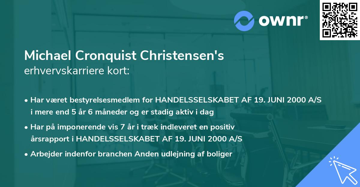 Michael Cronquist Christensen's erhvervskarriere kort