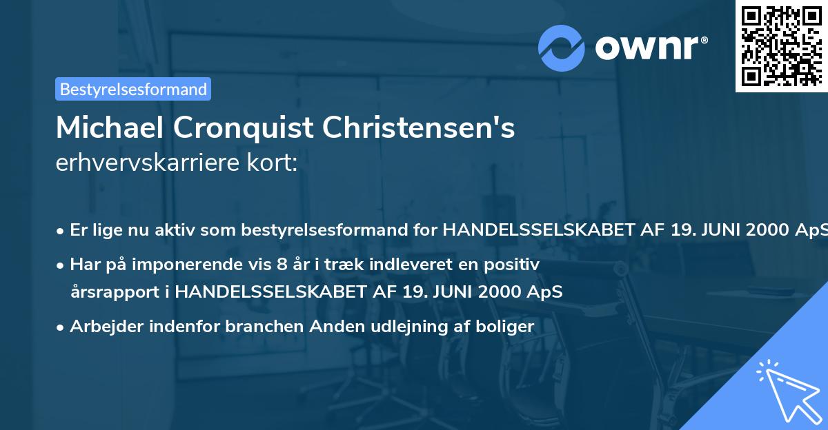Michael Cronquist Christensen's erhvervskarriere kort