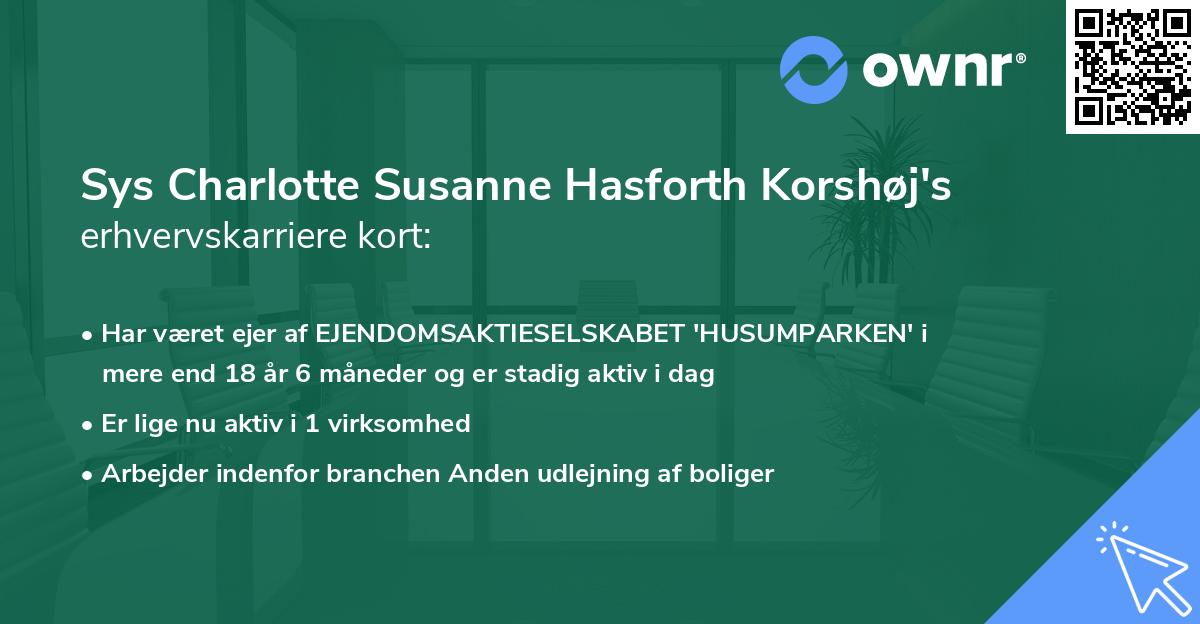 Sys Charlotte Susanne Hasforth Korshøj's erhvervskarriere kort