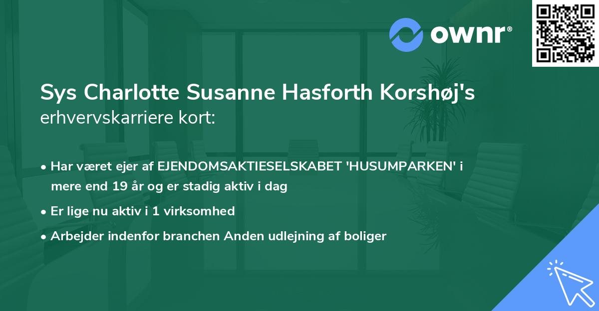 Sys Charlotte Susanne Hasforth Korshøj's erhvervskarriere kort
