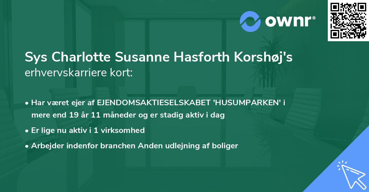 Sys Charlotte Susanne Hasforth Korshøj's erhvervskarriere kort