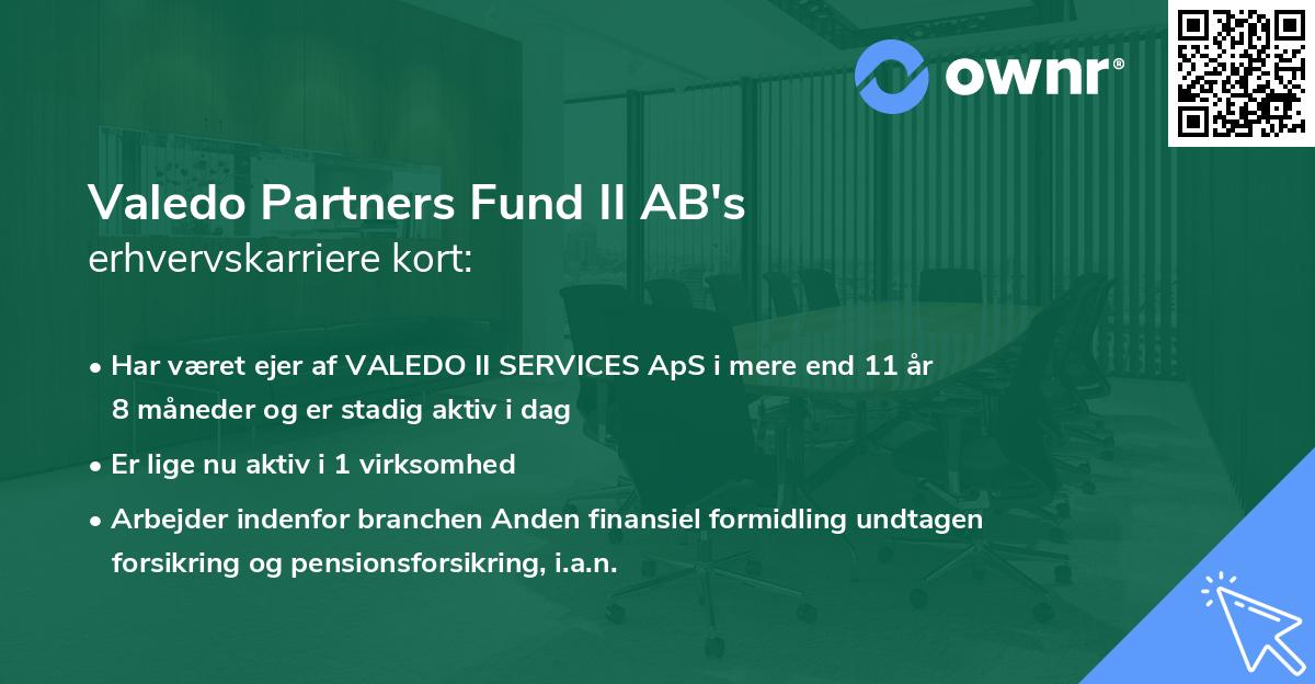 Valedo Partners Fund II AB's erhvervskarriere kort