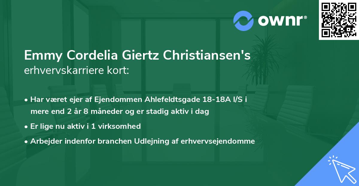 Emmy Cordelia Giertz Christiansen's erhvervskarriere kort