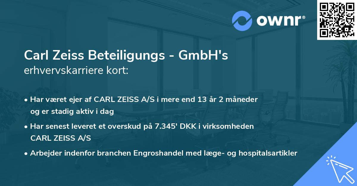 Carl Zeiss Beteiligungs - GmbH's erhvervskarriere kort