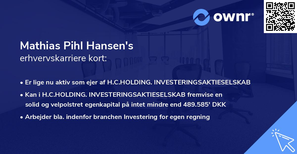 Mathias Pihl Hansen's erhvervskarriere kort