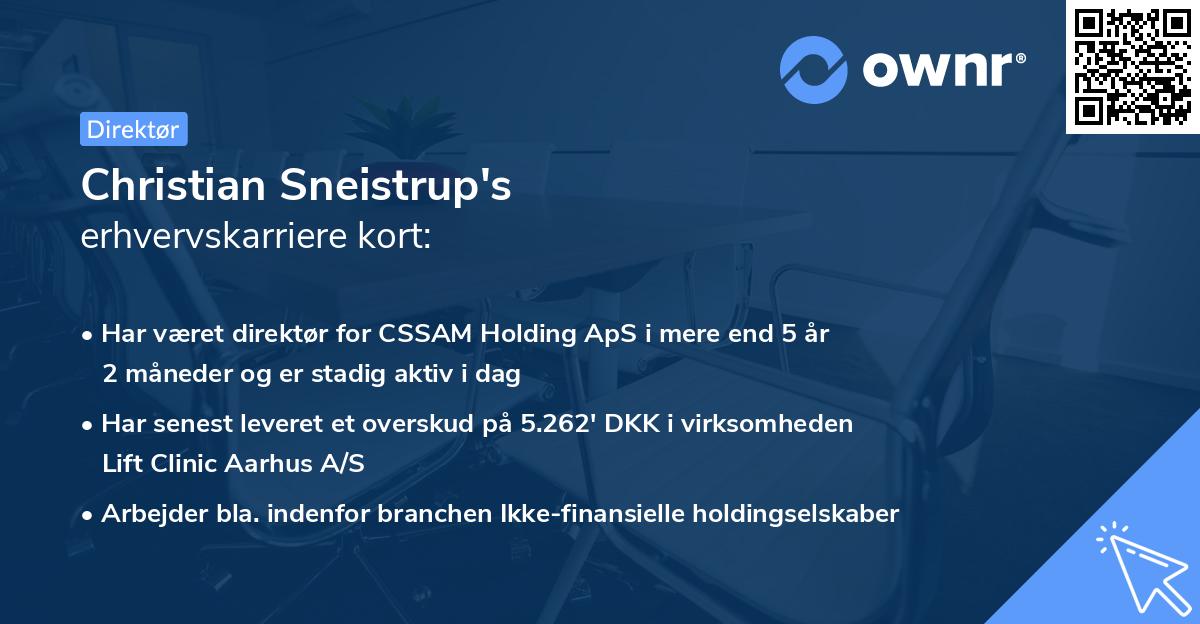 Christian Sneistrup's erhvervskarriere kort