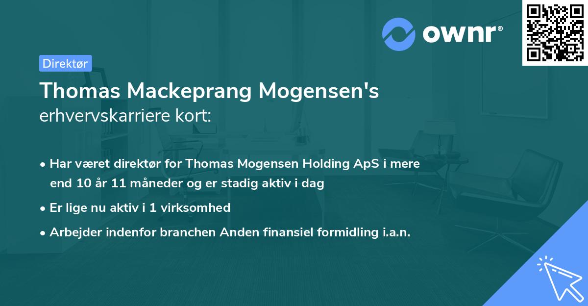 Thomas Mackeprang Mogensen's erhvervskarriere kort