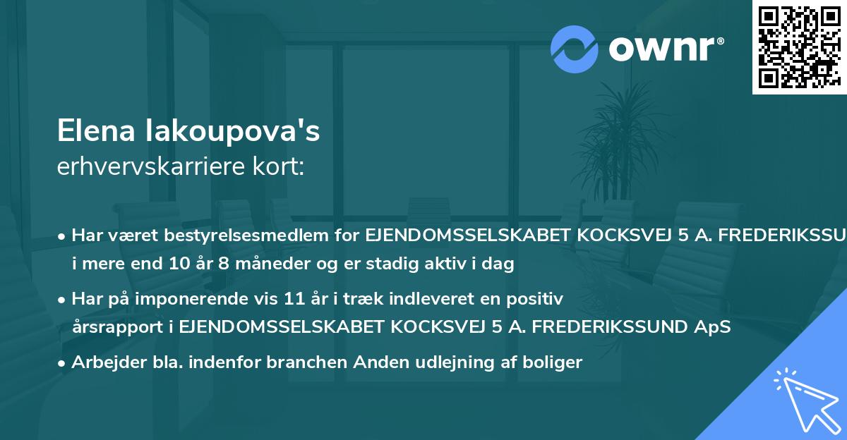 Elena Iakoupova's erhvervskarriere kort