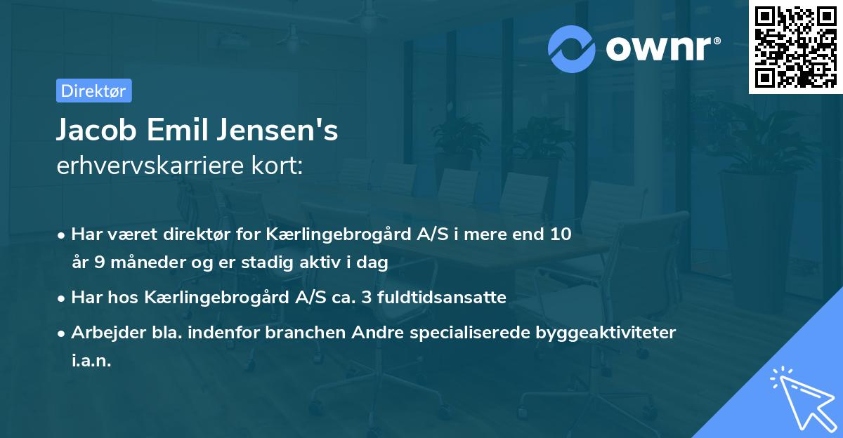 Jacob Emil Jensen's erhvervskarriere kort