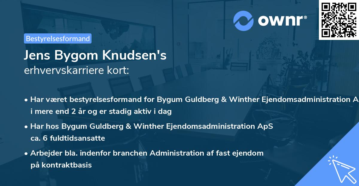Jens Bygom Knudsen's erhvervskarriere kort