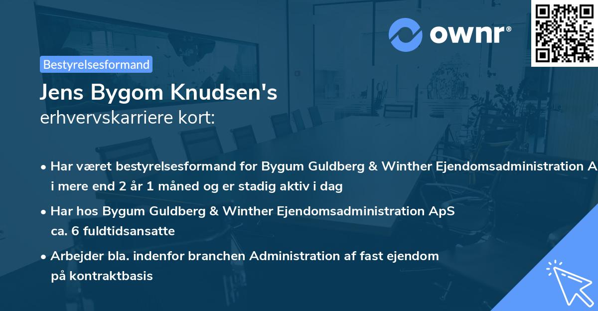 Jens Bygom Knudsen's erhvervskarriere kort