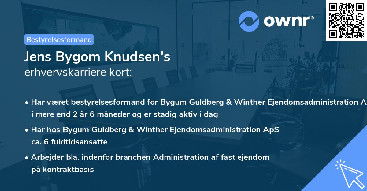 Jens Bygom Knudsen's erhvervskarriere kort