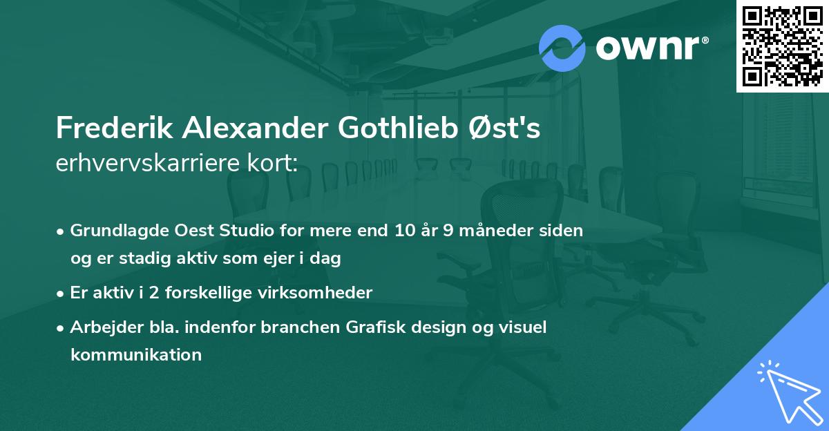 Frederik Alexander Gothlieb Øst's erhvervskarriere kort