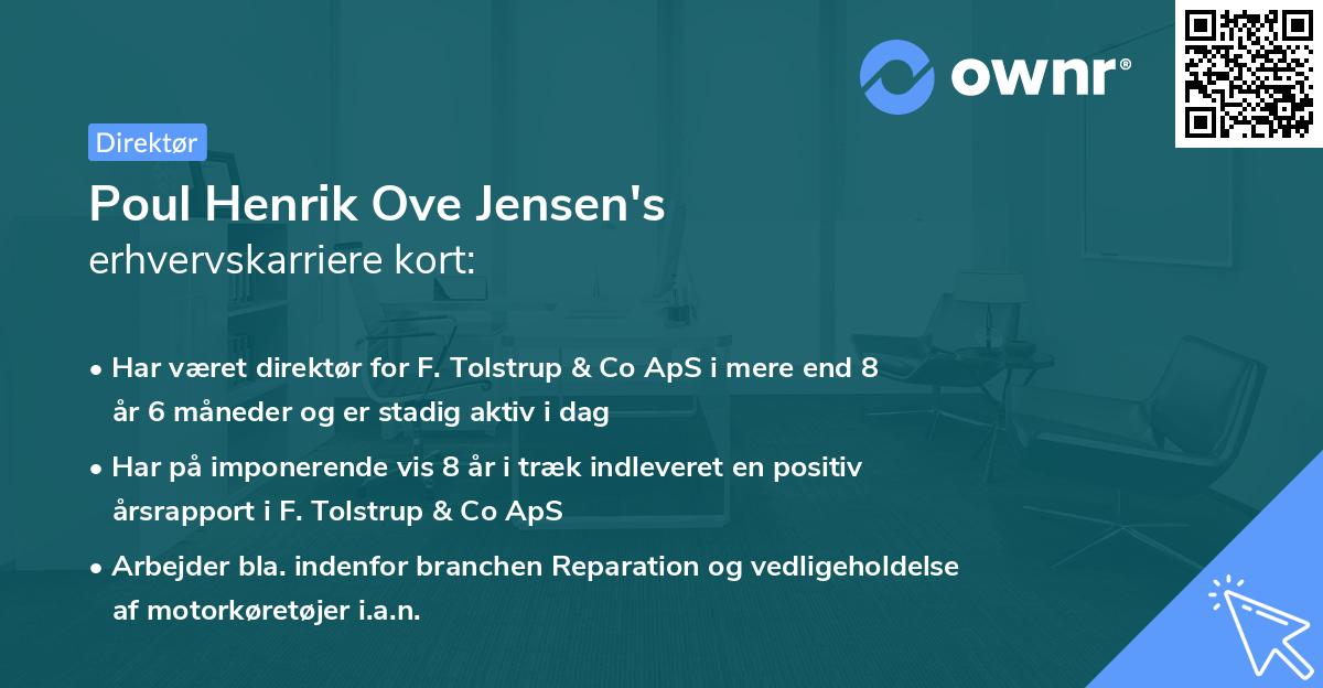 Poul Henrik Ove Jensen's erhvervskarriere kort