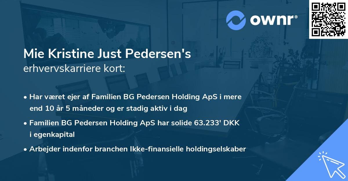 Mie Kristine Just Pedersen's erhvervskarriere kort