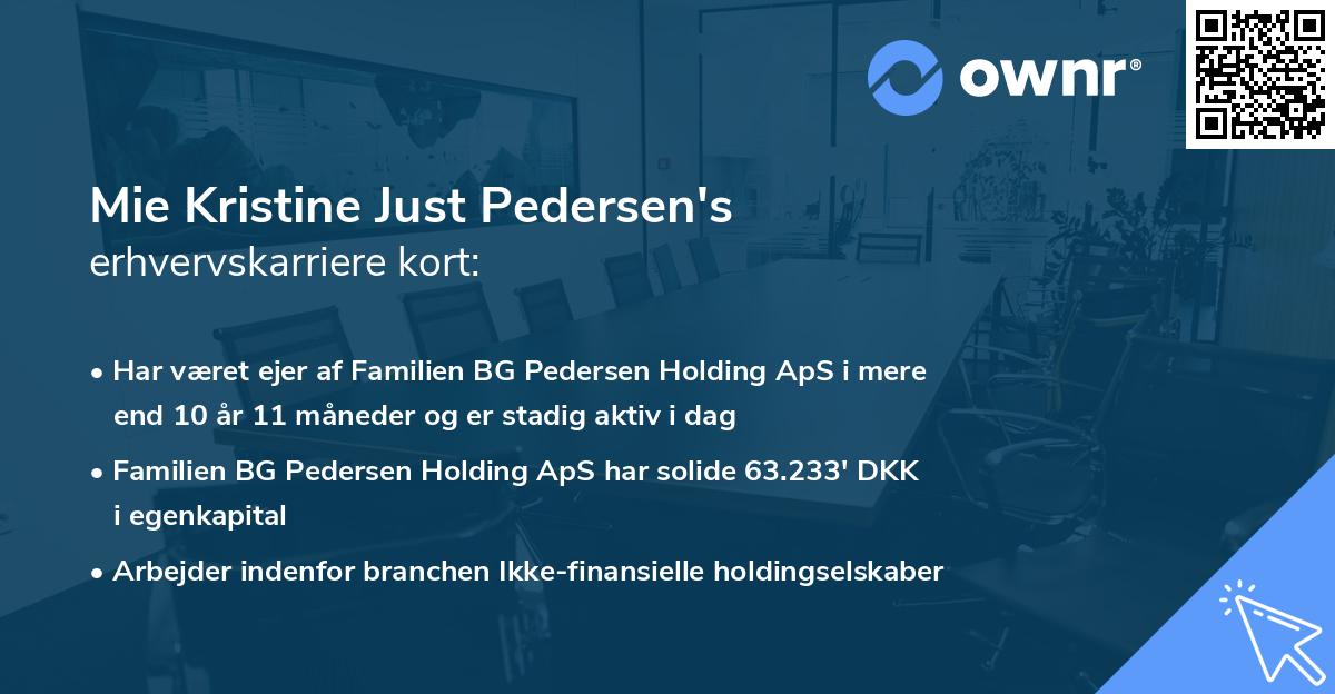 Mie Kristine Just Pedersen's erhvervskarriere kort