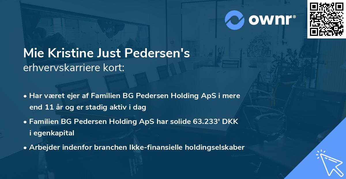 Mie Kristine Just Pedersen's erhvervskarriere kort