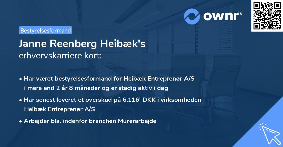 Janne Reenberg Heibæk's erhvervskarriere kort