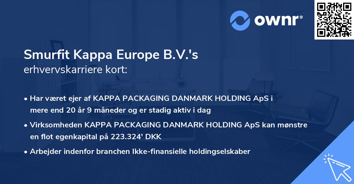 Smurfit Kappa Europe B.V.'s erhvervskarriere kort