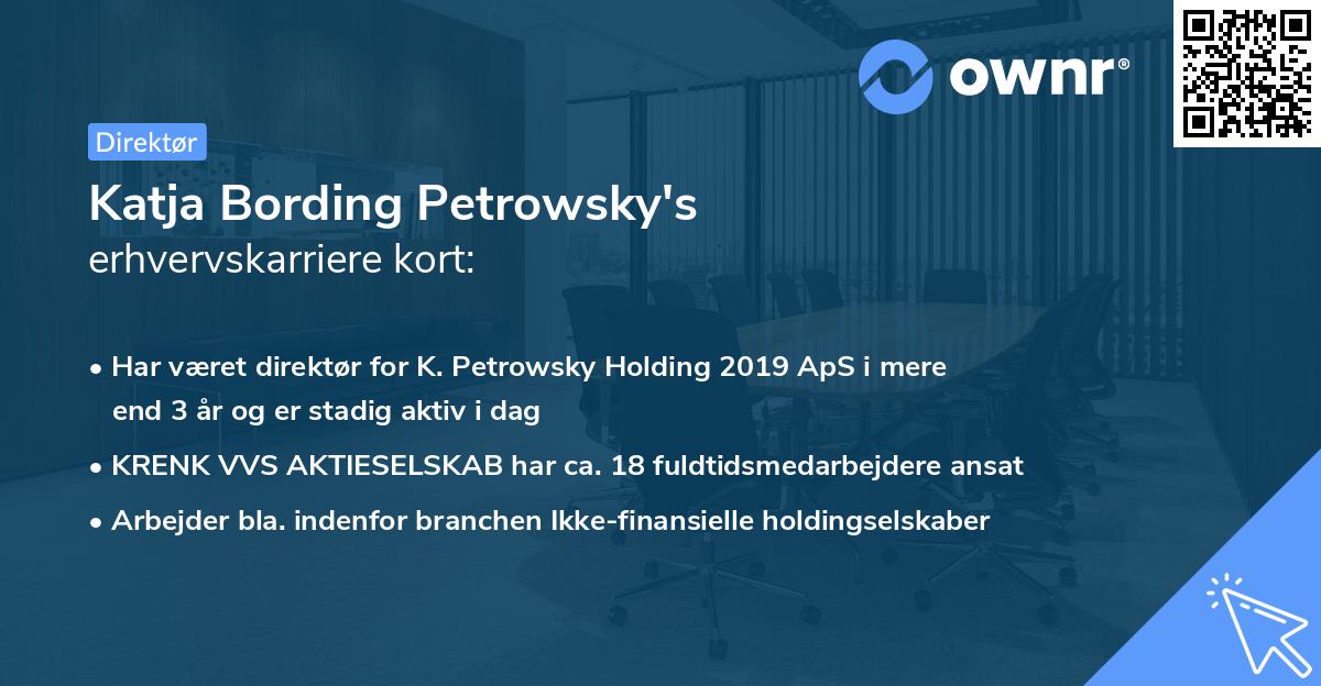 Katja Bording Petrowsky's erhvervskarriere kort