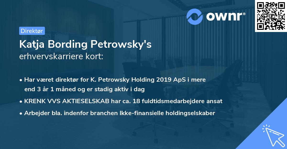 Katja Bording Petrowsky's erhvervskarriere kort