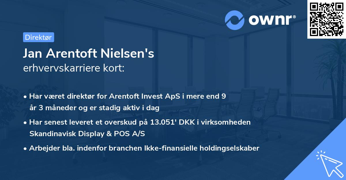 Jan Arentoft Nielsen's erhvervskarriere kort