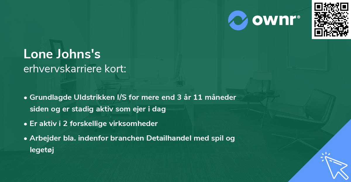 Lone Johns's erhvervskarriere kort
