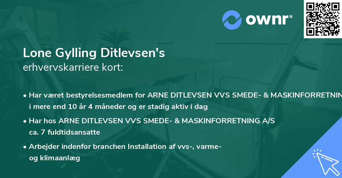Lone Gylling Ditlevsen's erhvervskarriere kort