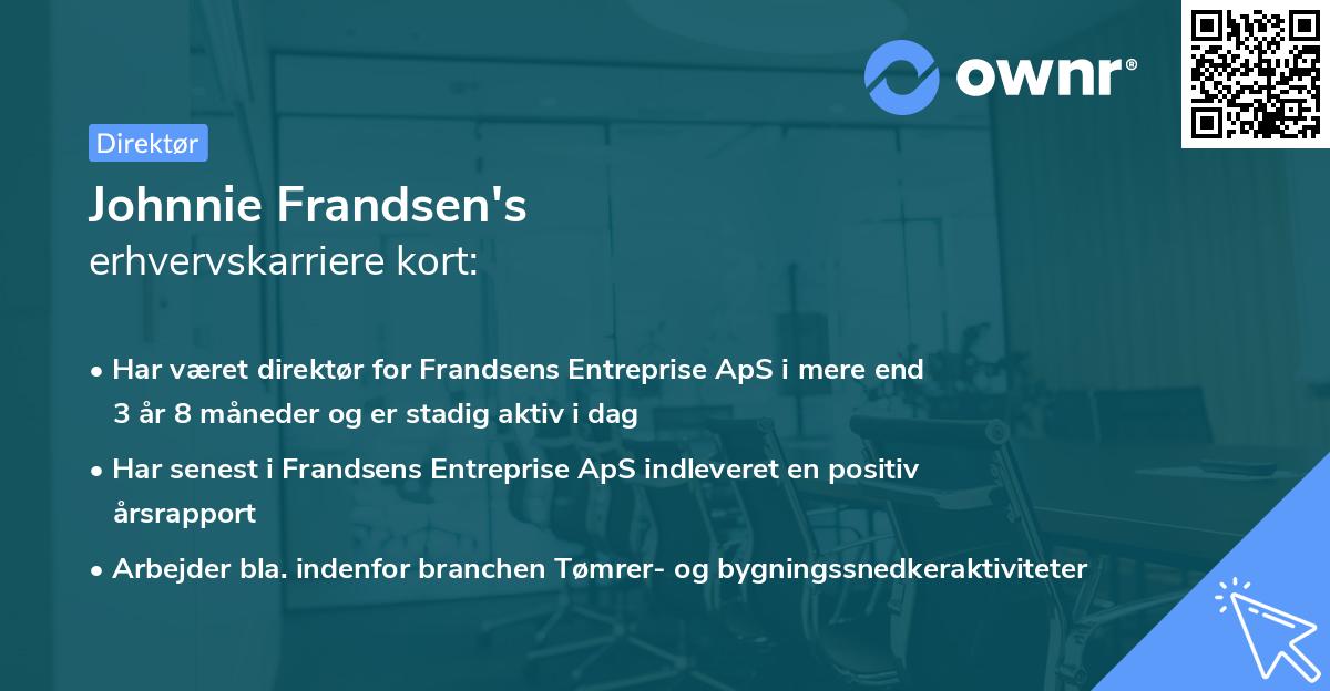 Johnnie Frandsen's erhvervskarriere kort