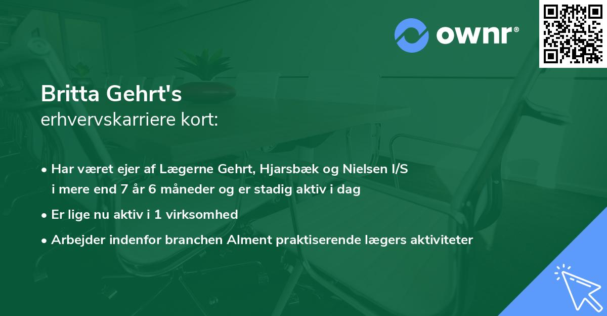 Britta Gehrt's erhvervskarriere kort