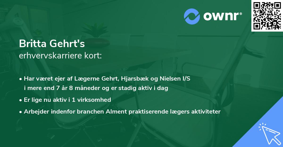 Britta Gehrt's erhvervskarriere kort
