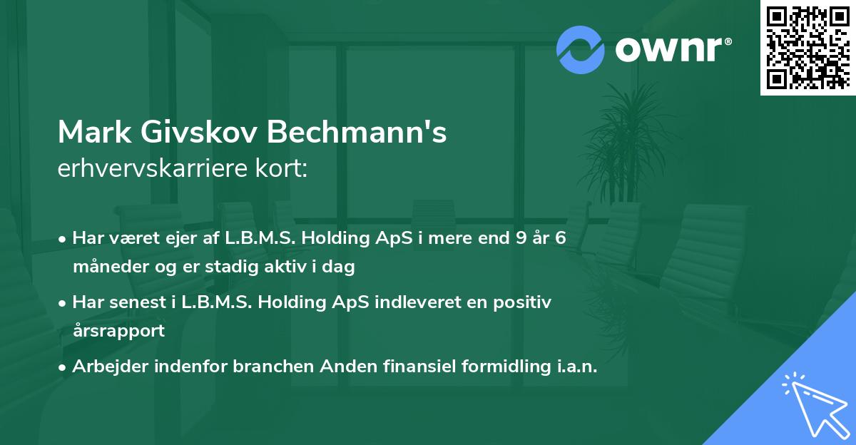 Mark Givskov Bechmann's erhvervskarriere kort