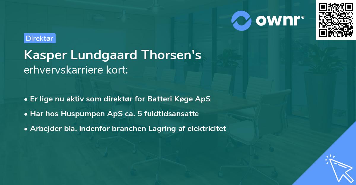 Kasper Lundgaard Thorsen's erhvervskarriere kort