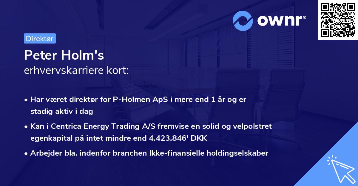 Peter Holm's erhvervskarriere kort