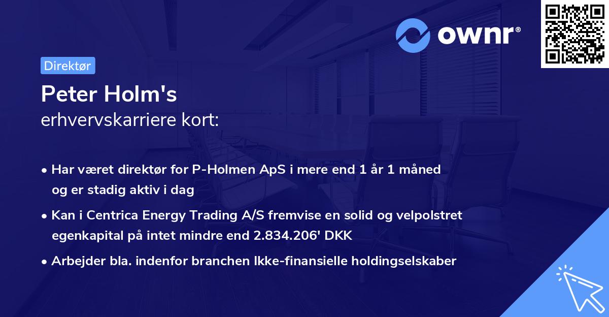 Peter Holm's erhvervskarriere kort