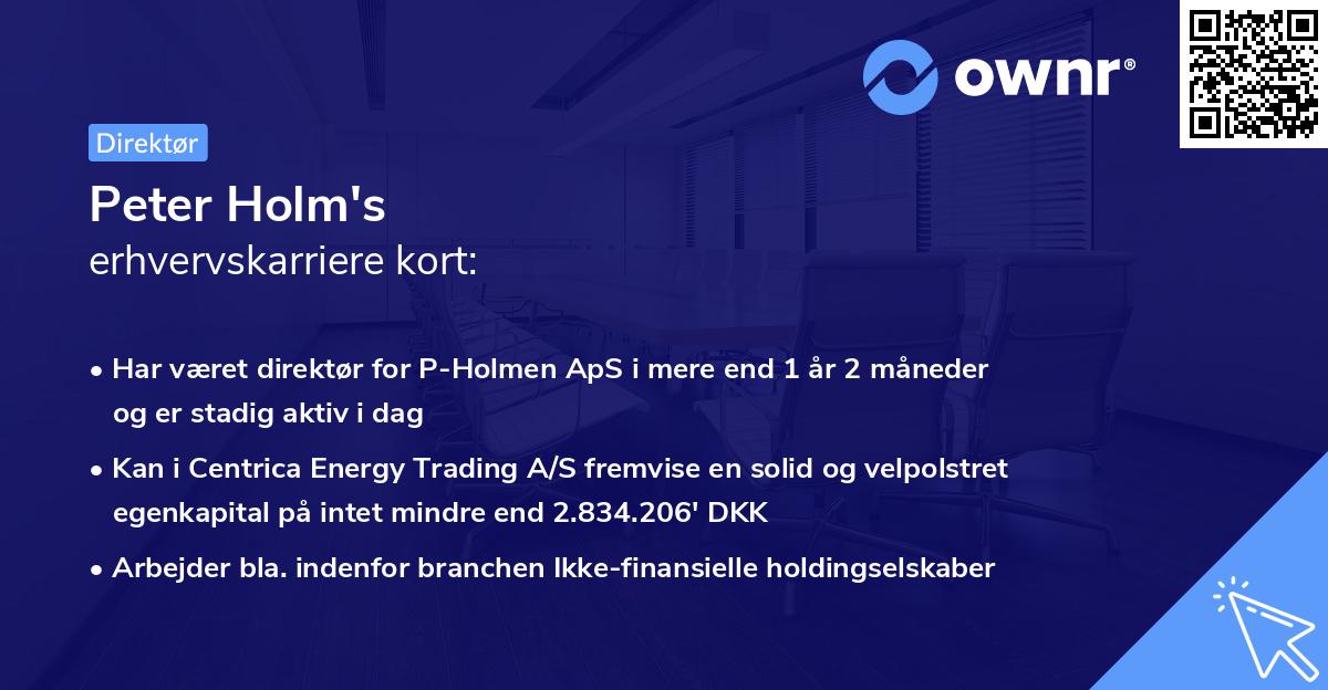 Peter Holm's erhvervskarriere kort
