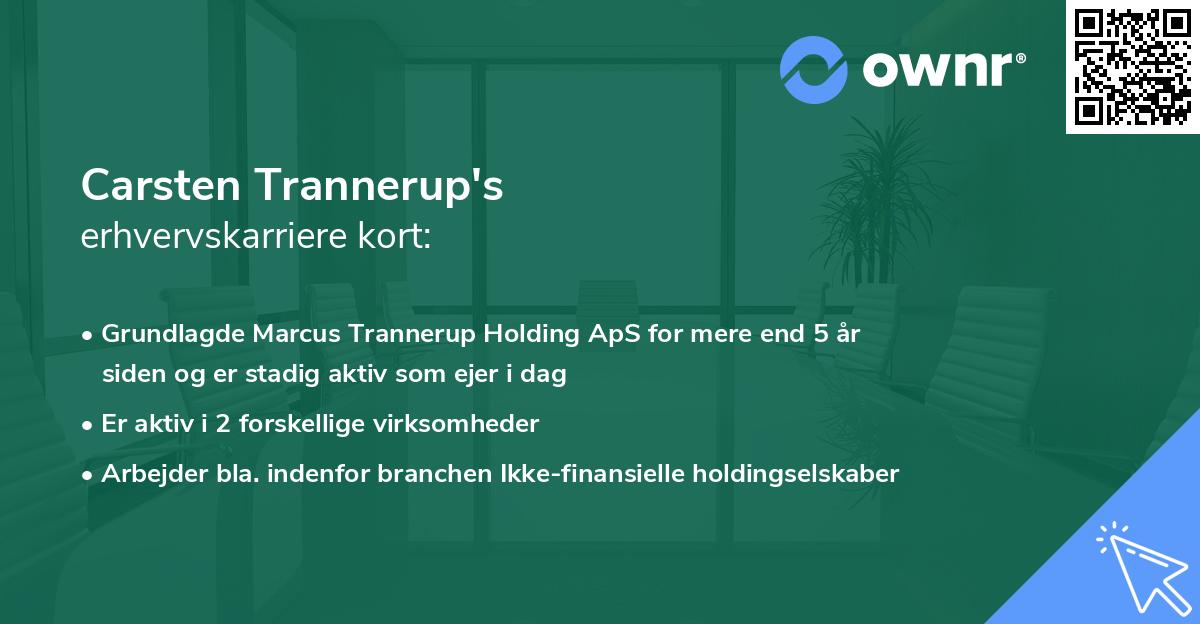 Carsten Trannerup's erhvervskarriere kort